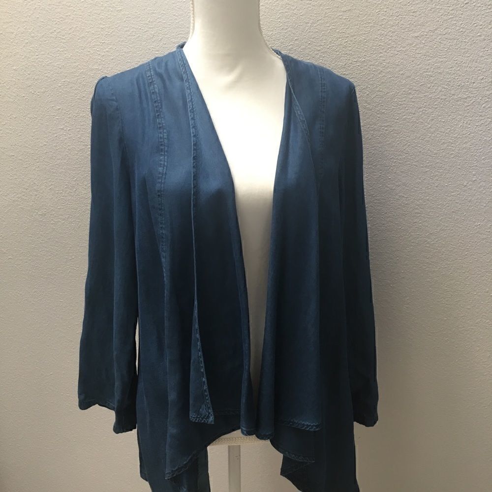 TACERA Open Denim Cardigan Medium